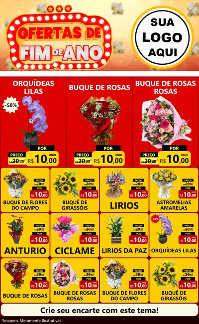 Modelo de Encarte para Encarte Grande com o tema Ofertas de Fim de Ano para Floricultura e jardim