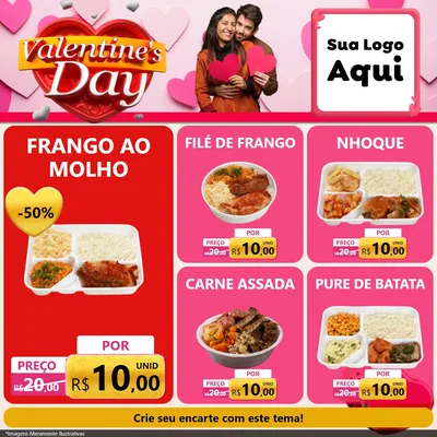 Modelo de Rede Social para Feed Facebook com o tema Valentine's Day para Restaurante