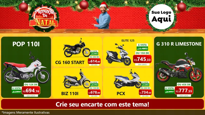 Modelo de TV para TV Horizontal com o tema Promoção de Natal para Concessionaria de Motos