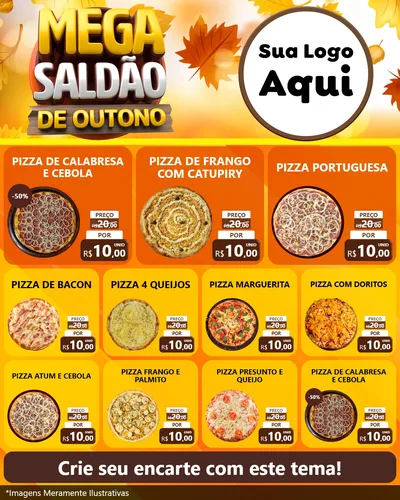 Modelo de Rede Social para Feed Instagram com o tema Mega Saldão de Outono para Pizzaria