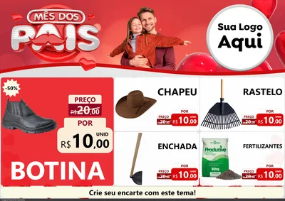 Modelo de Encarte para Encarte A4 Horizontal com o tema Mês dos Pais para Agropecuária