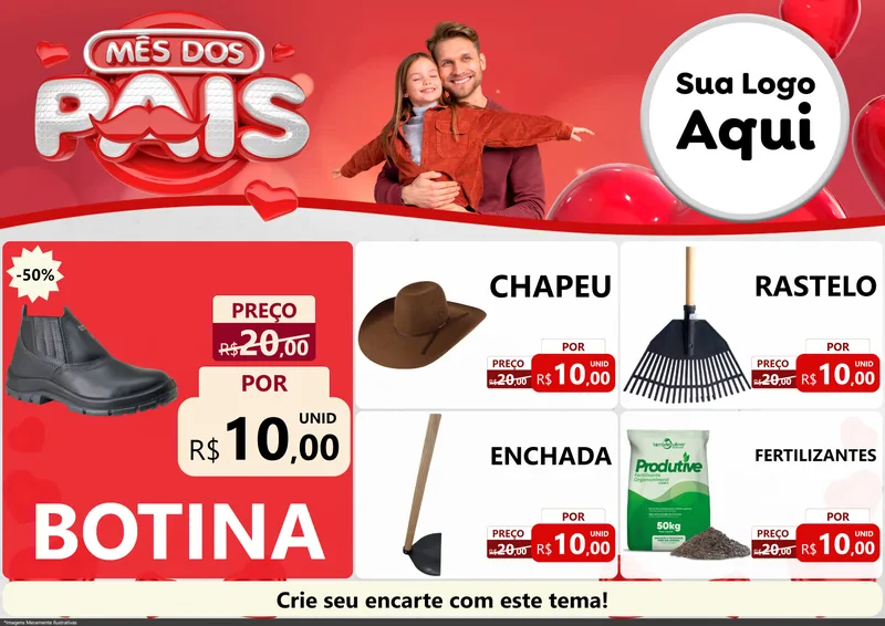 Modelo de Encarte para Encarte A4 Horizontal com o tema Mês dos Pais para Agropecuária