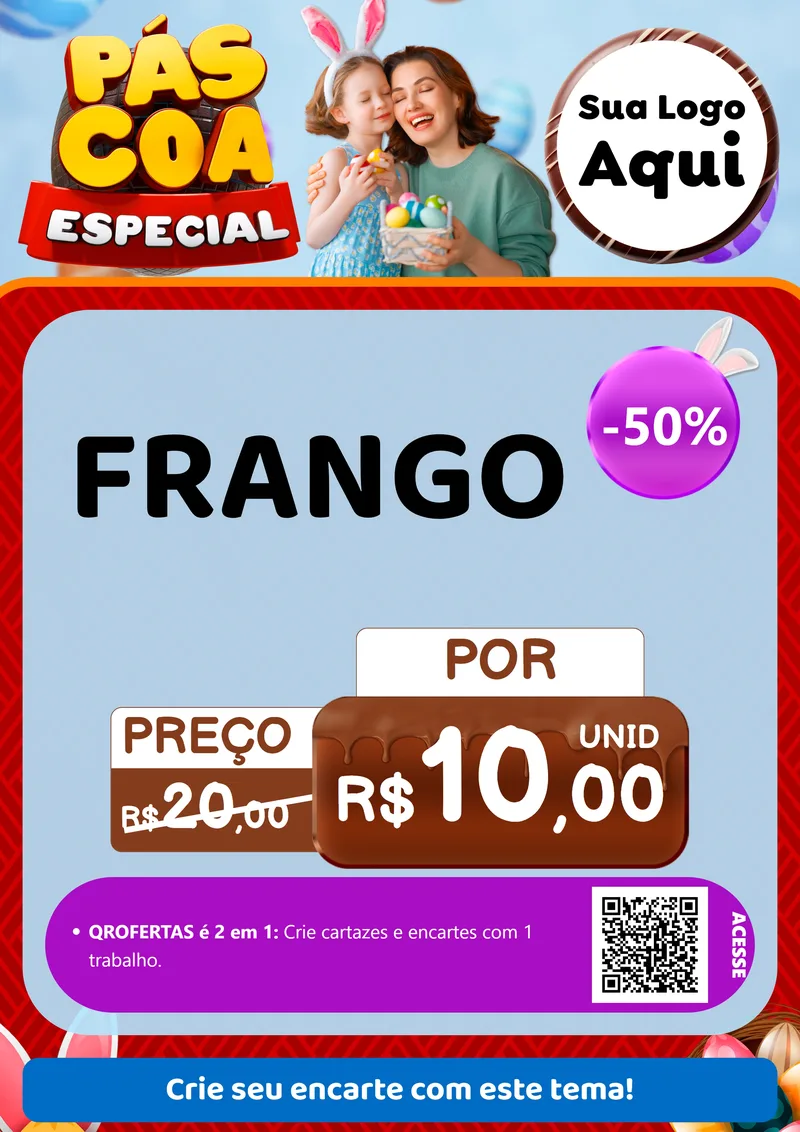 Modelo de Cartaz para Cartaz A4 Vertical com o tema Páscoa Especial para Assados
