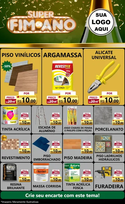 Modelo de Encarte para Encarte Grande com o tema Super Fim de Ano para Material para Construção