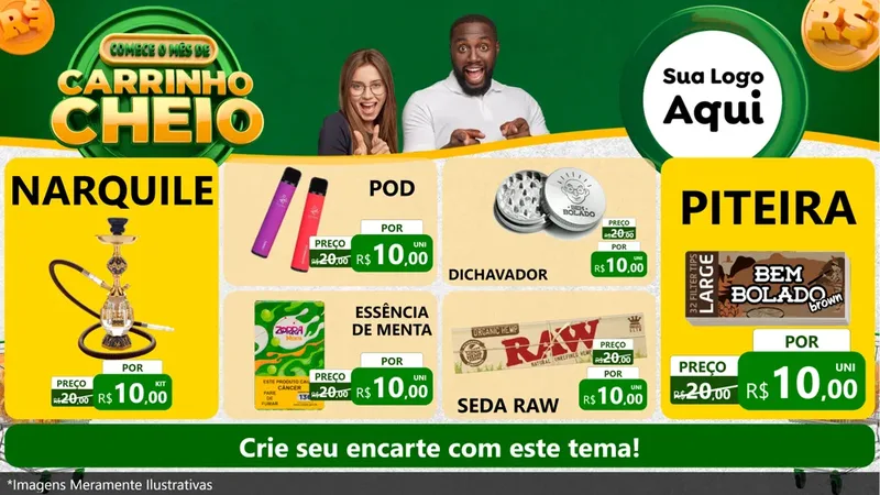 Modelo de TV para TV Horizontal com o tema Carrinho Cheio para Tabacaria