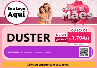 Modelo de Cartaz para Cartaz A4 Horizontal com o tema Super Dia Das Mães para Concessionaria de Carros