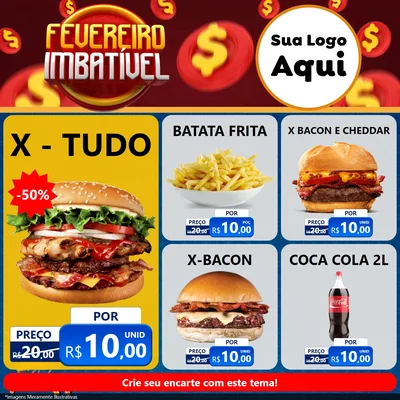 Modelo de Rede Social para Feed Facebook com o tema Fevereiro Imbatível para Hamburgueria