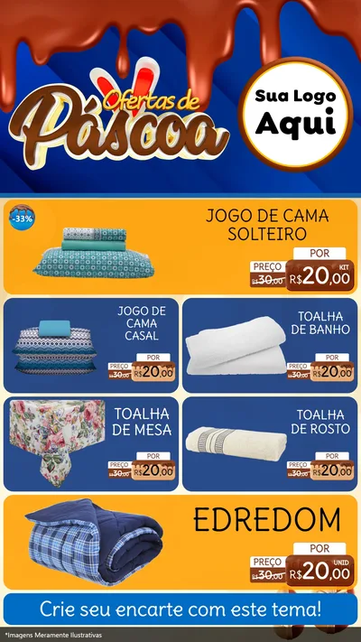 Modelo de TV para TV Vertical com o tema Ofertas de Páscoa para Cama, Mesa e Banho