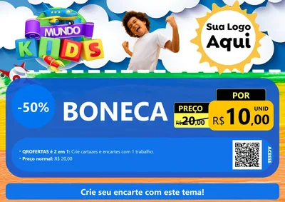 Modelo de Cartaz para Cartaz A4 Horizontal com o tema Mundo Kids para Brinquedos