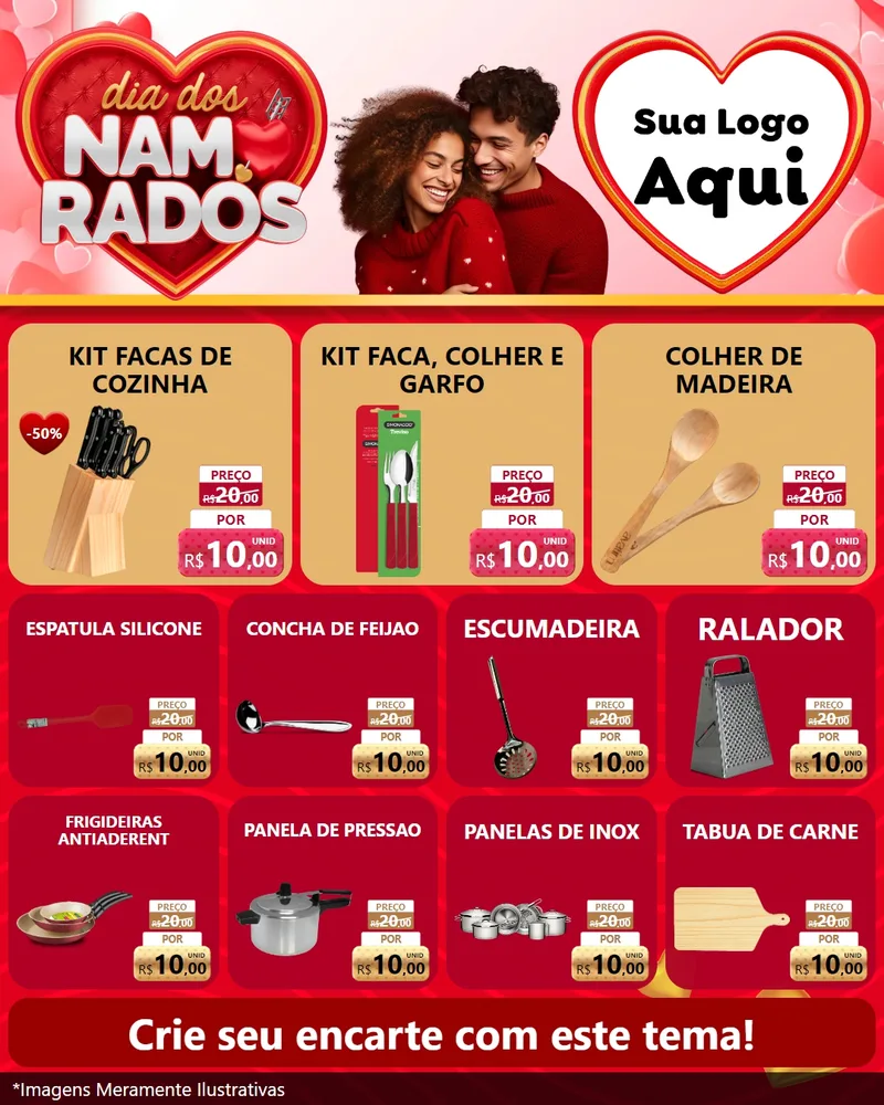 Modelo de Rede Social para Feed Instagram com o tema Dia dos Namorados para Utilidades Domésticas