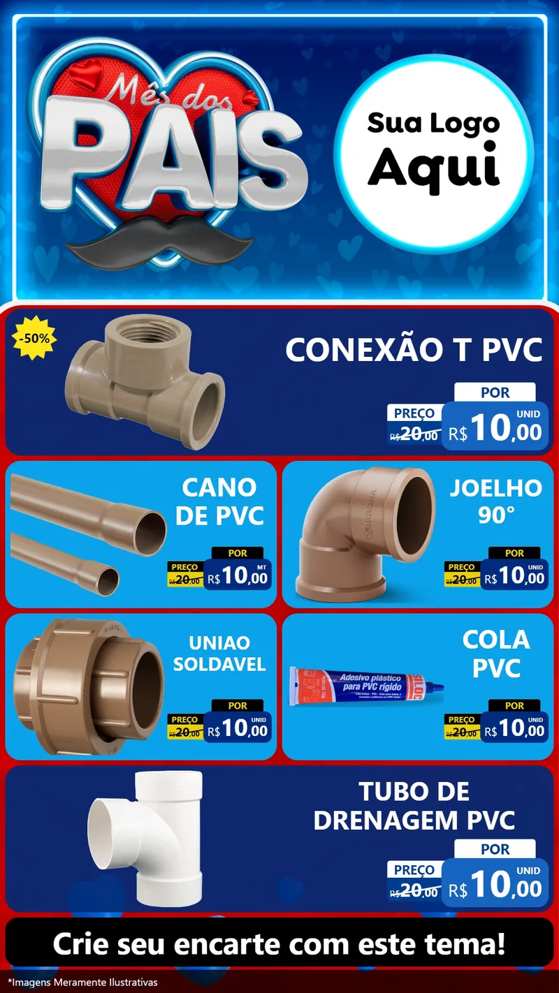 Modelo de TV para TV Vertical com o tema Mês Dos Pais para Tubos e conexões