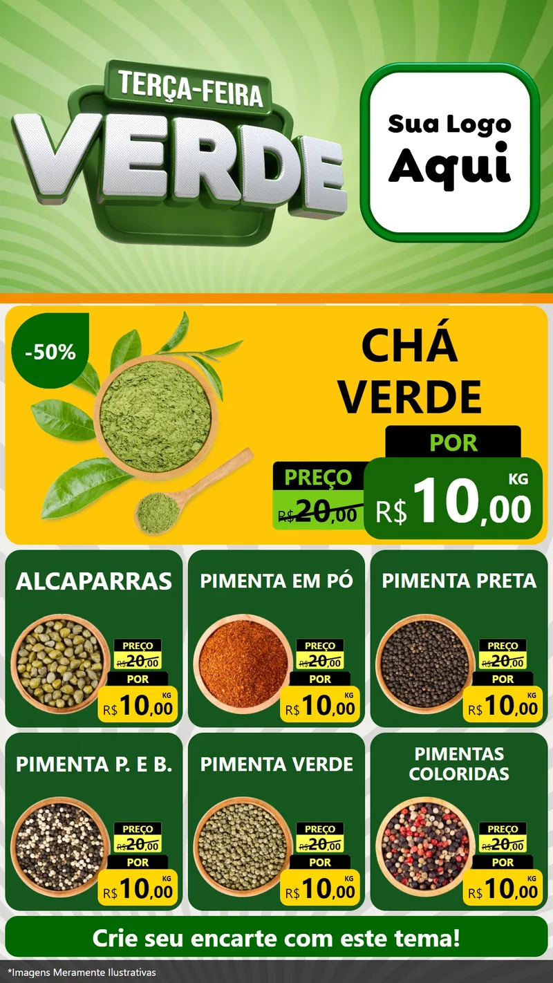 Modelo de Rede Social para Stories com o tema Terça - Feira Verde para Produtos Naturais