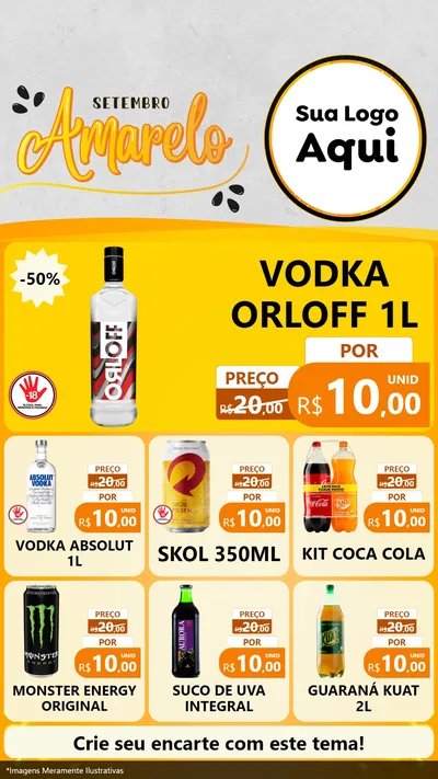 Modelo de Rede Social para Stories com o tema Setembro Amarelo para Distribuidora de bebidas