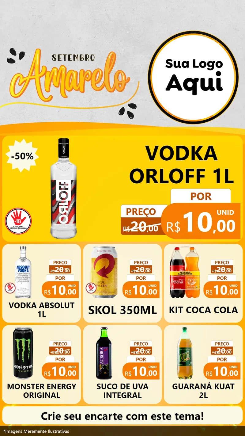 Modelo de Rede Social para Stories com o tema Setembro Amarelo para Distribuidora de bebidas