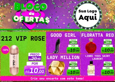 Modelo de Encarte para Encarte A4 Horizontal com o tema Bloco de Ofertas para Perfumes