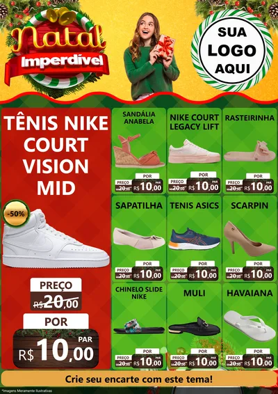 Modelo de Encarte para Encarte A4 Vertical com o tema Natal Imperdível para Calçados