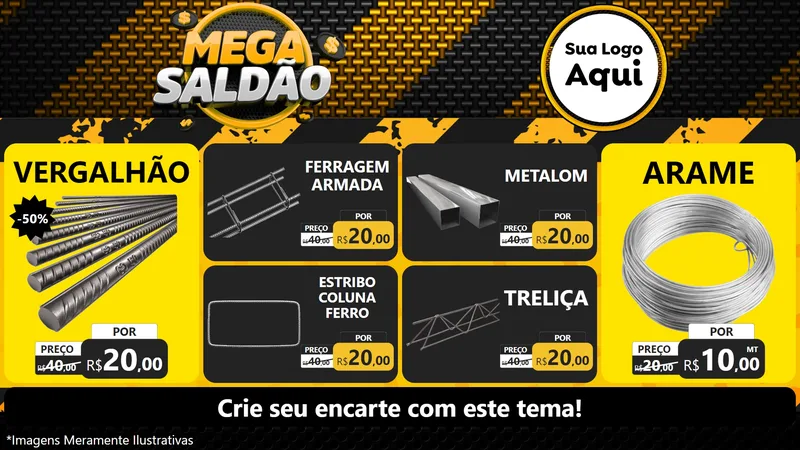 Modelo de TV para TV Horizontal com o tema Mega Saldão para Ferragens