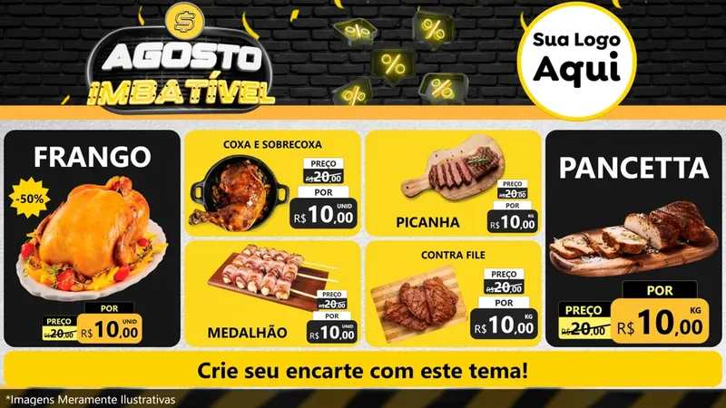 Modelo de TV para TV Horizontal com o tema Agosto Imbatível para Assados