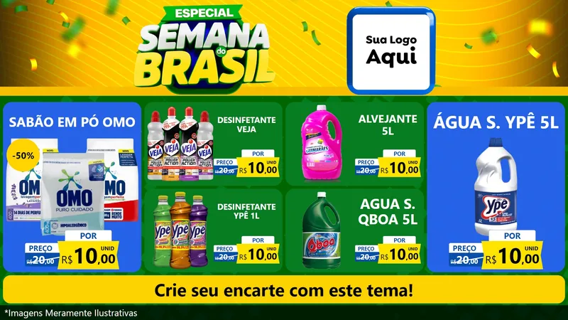 Modelo de TV para TV Horizontal com o tema Especial Semana do Brasil para Produtos de Limpeza