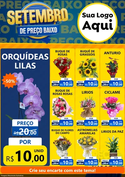 Modelo de Encarte para Encarte A4 Vertical com o tema Setembro De Preço Baixo para Floricultura e jardim