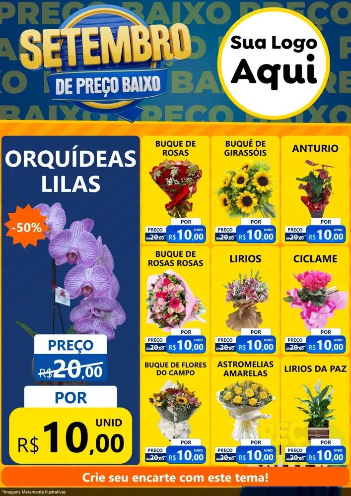 Modelo de Encarte para Encarte A4 Vertical com o tema Setembro De Preço Baixo para Floricultura e jardim