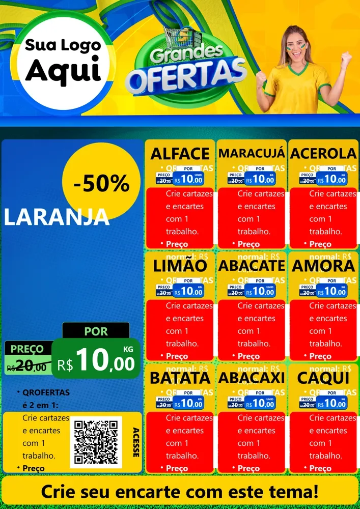 Modelo de Cartaz para Cartaz A4 Vertical com o tema Grandes Ofertas para Hortifrúti
