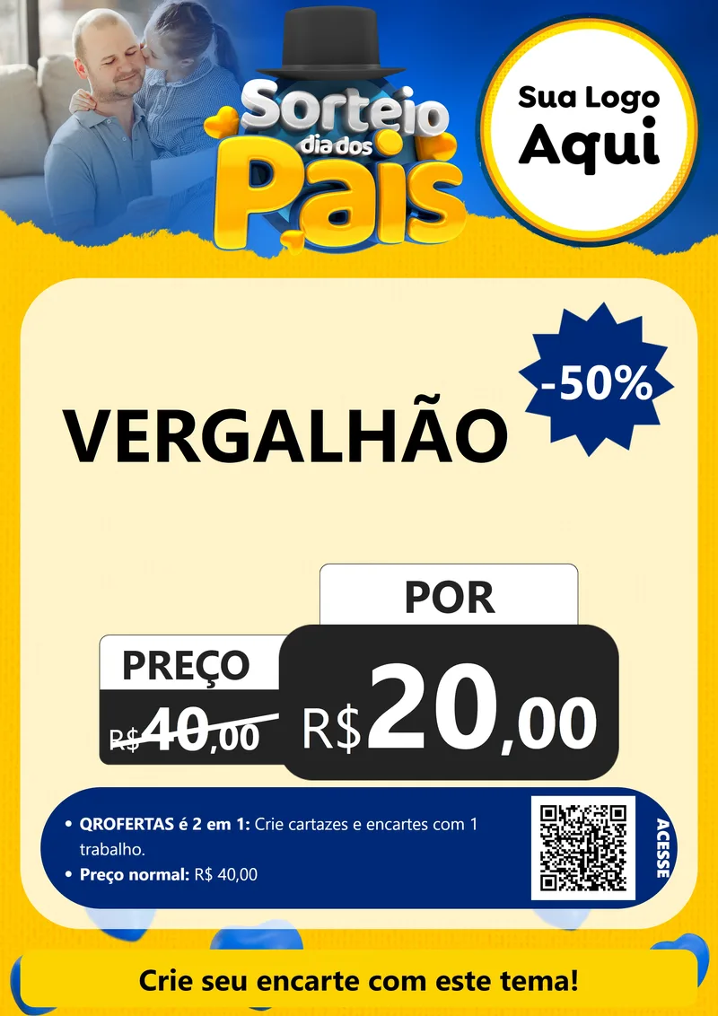 Modelo de Cartaz para Cartaz A4 Vertical com o tema Sorteio Dia Dos Pais para Ferragens