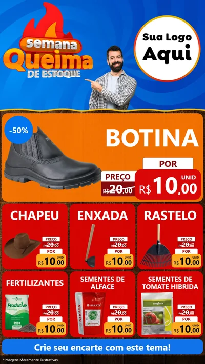 Modelo de Rede Social para Stories com o tema Semana Queima de Estoque para Agropecuária