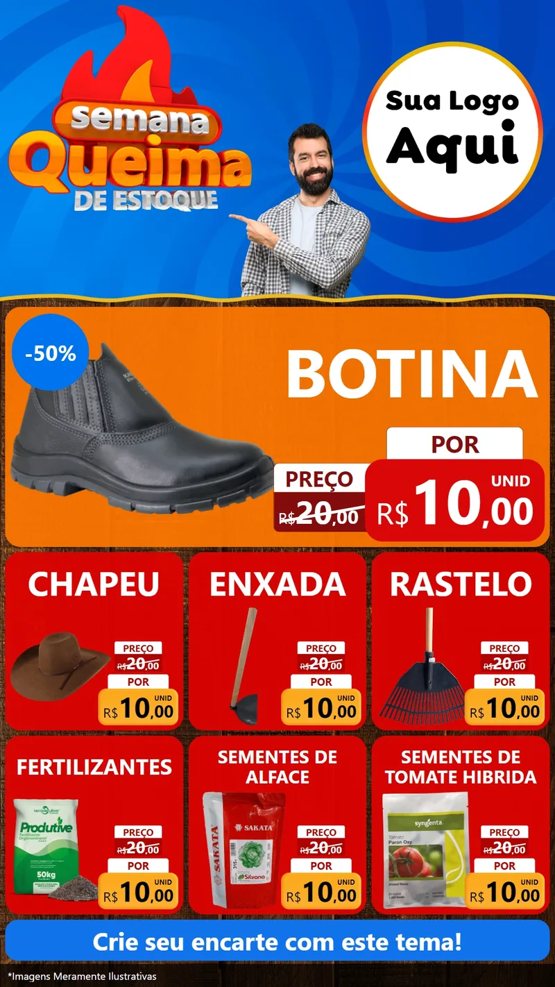 Modelo de Rede Social para Stories com o tema Semana Queima de Estoque para Agropecuária