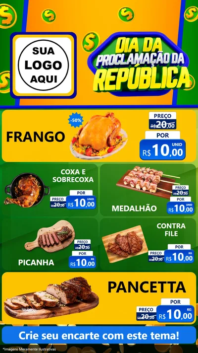 Modelo de TV para TV Vertical com o tema Dia Da Proclamação da República para Assados
