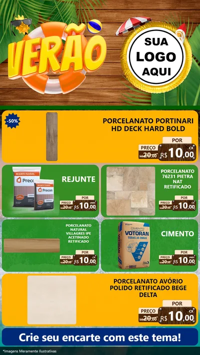 Modelo de TV para TV Vertical com o tema Verão para Pisos e revestimentos