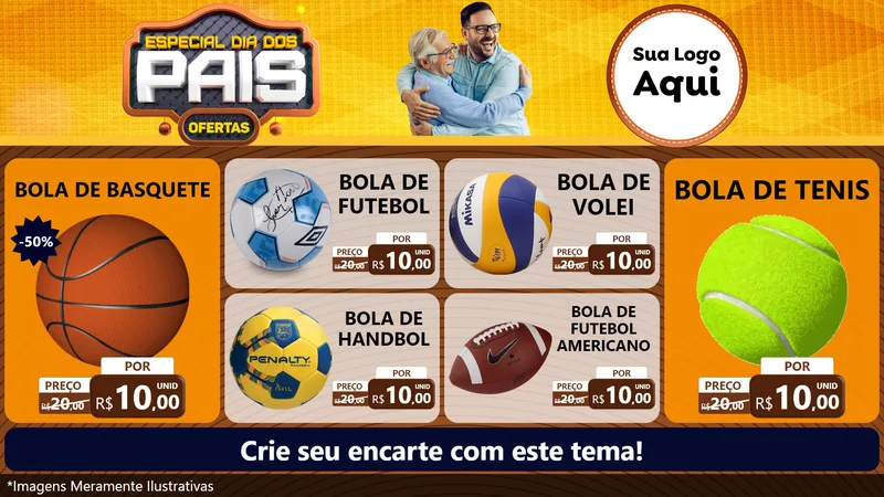 Modelo de TV para TV Horizontal com o tema Especial Dia dos Pais para Artigos Esportivos