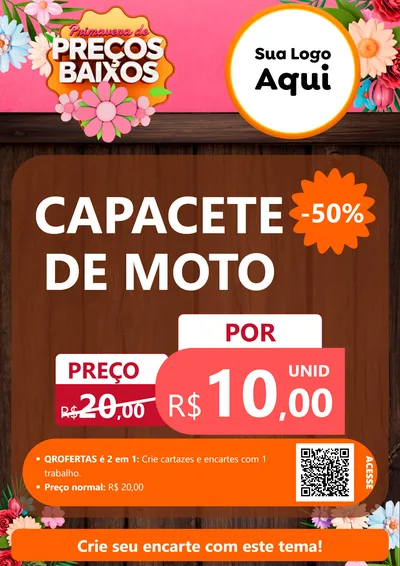 Modelo de Cartaz para Cartaz A4 Vertical com o tema Primavera de Preços Baixos para Moto peças