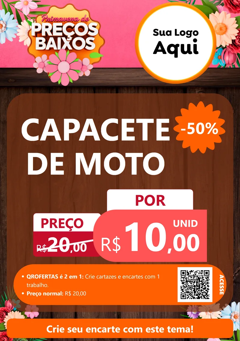 Modelo de Cartaz para Cartaz A4 Vertical com o tema Primavera de Preços Baixos para Moto peças