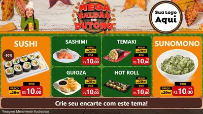 Modelo de TV para TV Horizontal com o tema Mega Saldão de Outono para Comida japonesa