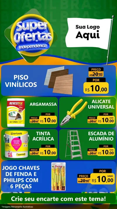Modelo de TV para TV Vertical com o tema Super Ofertas de Independência para Material para Construção