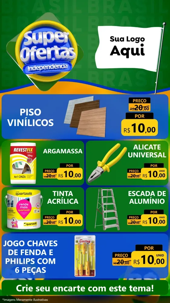 Modelo de TV para TV Vertical com o tema Super Ofertas de Independência para Material para Construção