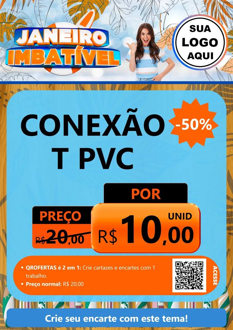 Modelo de Cartaz para Cartaz A4 Vertical com o tema Janeiro Imbatível para Tubos e conexões