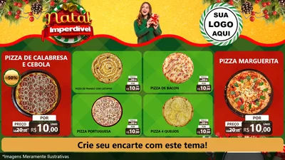 Modelo de TV para TV Horizontal com o tema Natal Imperdível para Pizzaria