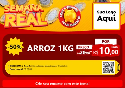 Modelo de Cartaz para Cartaz A4 Horizontal com o tema Semana do Real para Supermercado
