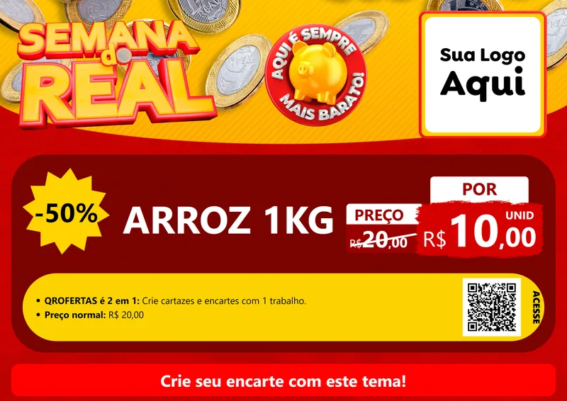 Modelo de Cartaz para Cartaz A4 Horizontal com o tema Semana do Real para Supermercado
