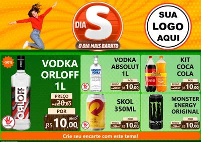 Modelo de Encarte para Encarte A4 Horizontal com o tema Dia S - O Dia Mais Barato para Distribuidora de bebidas