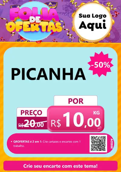 Modelo de Cartaz para Cartaz A4 Vertical com o tema Folia de Ofertas para Açougue