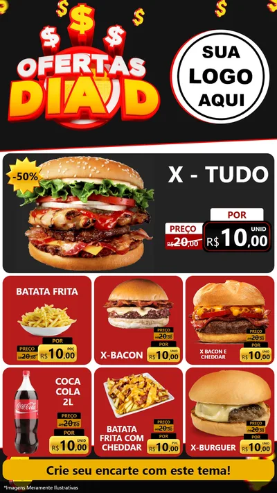 Modelo de Rede Social para Stories com o tema Ofertas Dia D para Hamburgueria