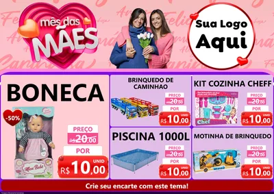Modelo de Encarte para Encarte A4 Horizontal com o tema Mês Das Mães para Brinquedos