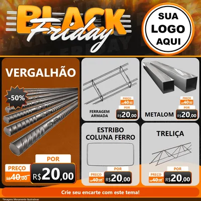 Modelo de Rede Social para Feed Facebook com o tema Black Friday para Ferragens