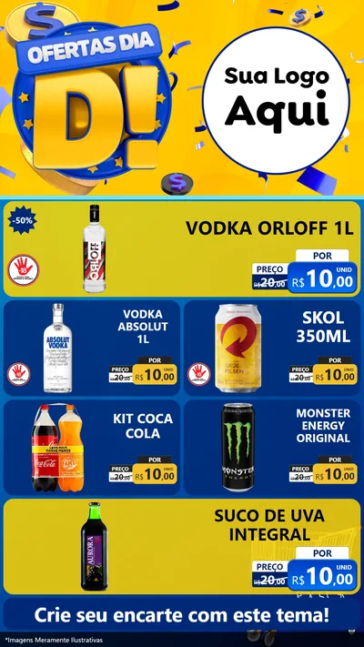 Modelo de TV para TV Vertical com o tema Ofertas Dia D para Distribuidora de bebidas