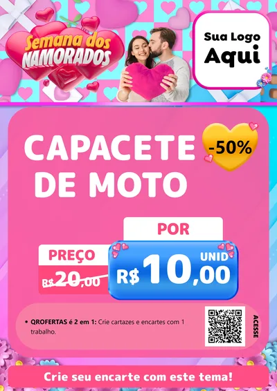 Modelo de Cartaz para Cartaz A4 Vertical com o tema Semana dos Namorados para Moto peças