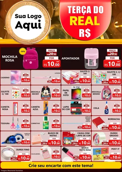 Modelo de Encarte para Encarte A4 Vertical com o tema Terça do Real para Papelaria