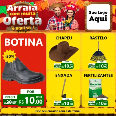 Modelo de Rede Social para Feed Facebook com o tema Arraiá Com Muita Oferta - É Aqui Sô! para Agropecuária